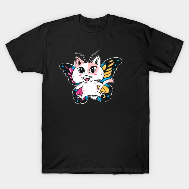 Cat butterfly T-Shirt by Paundra